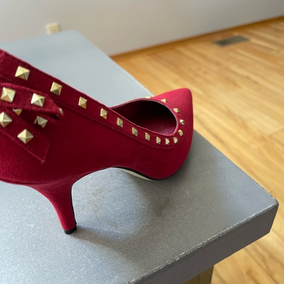 Red ELLE dress heels microsuede - Picture 7 of 8